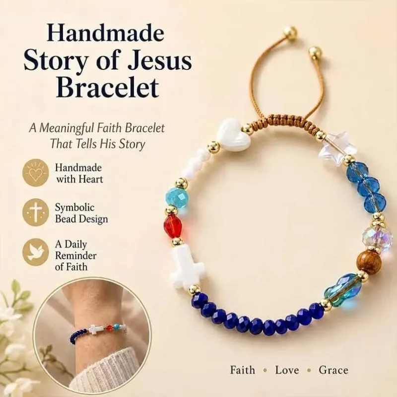 Story of Jesus Bracelet - Wear the Story. Carry the Faith, Symbol Jesus Story Cross Bracelet for Womens, Religious Jewelry Gifts