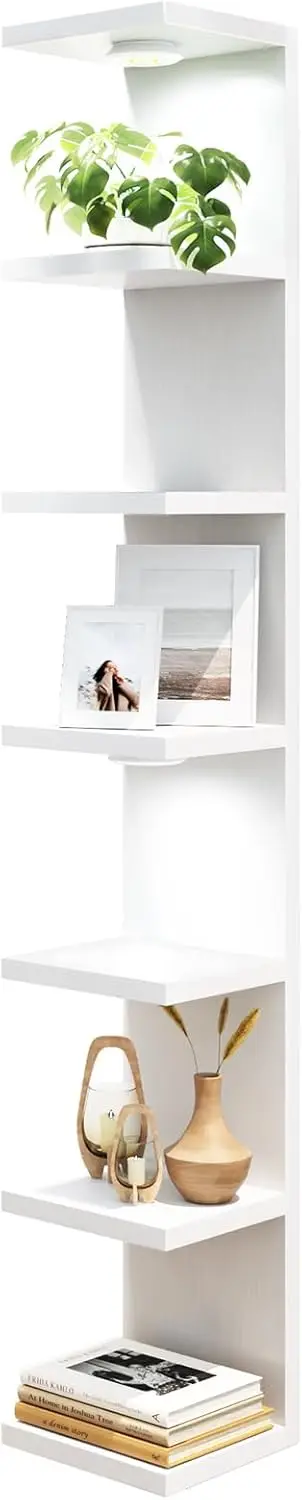 

7-Tier Floating Wall Shelf with LED Lights for Home Display and Organization, White