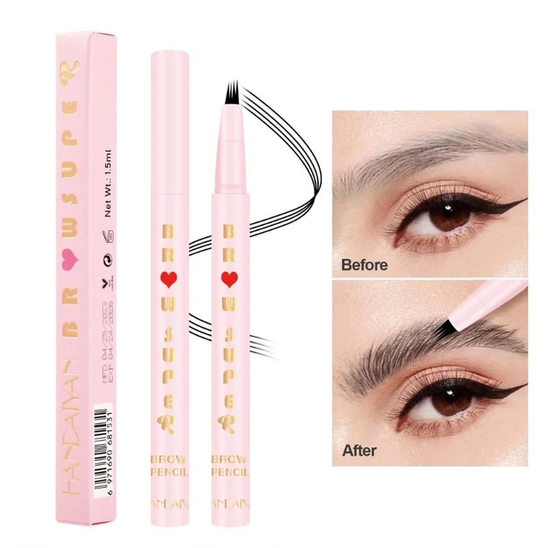 Handaiyan-lápiz de cejas de 4 puntos, tinte impermeable, Microblading Pen, maquillaje, crea cejas de aspecto Natural y se mantiene en 24 horas de duración