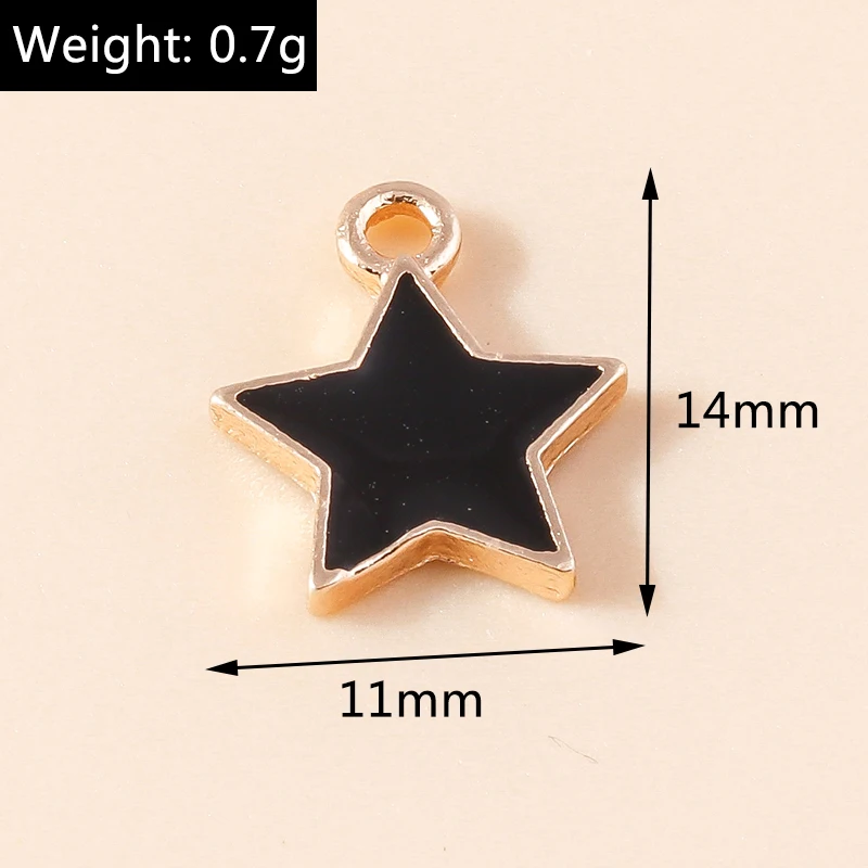 Leslie 10pcs/lot 16x18mm Enamel Black Five-pointed Stars Charms for DIY Earrings Necklaces Pendants Jewelry Making Accessories – Detail 11