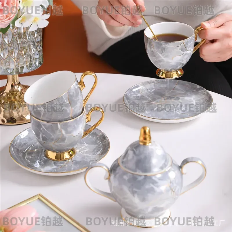 Luxury Bone China Coffee Cup and Saucer Set with Teapot Elegant Afternoon Tea Service Gift Box Premium Porcelain Drinkware view 5