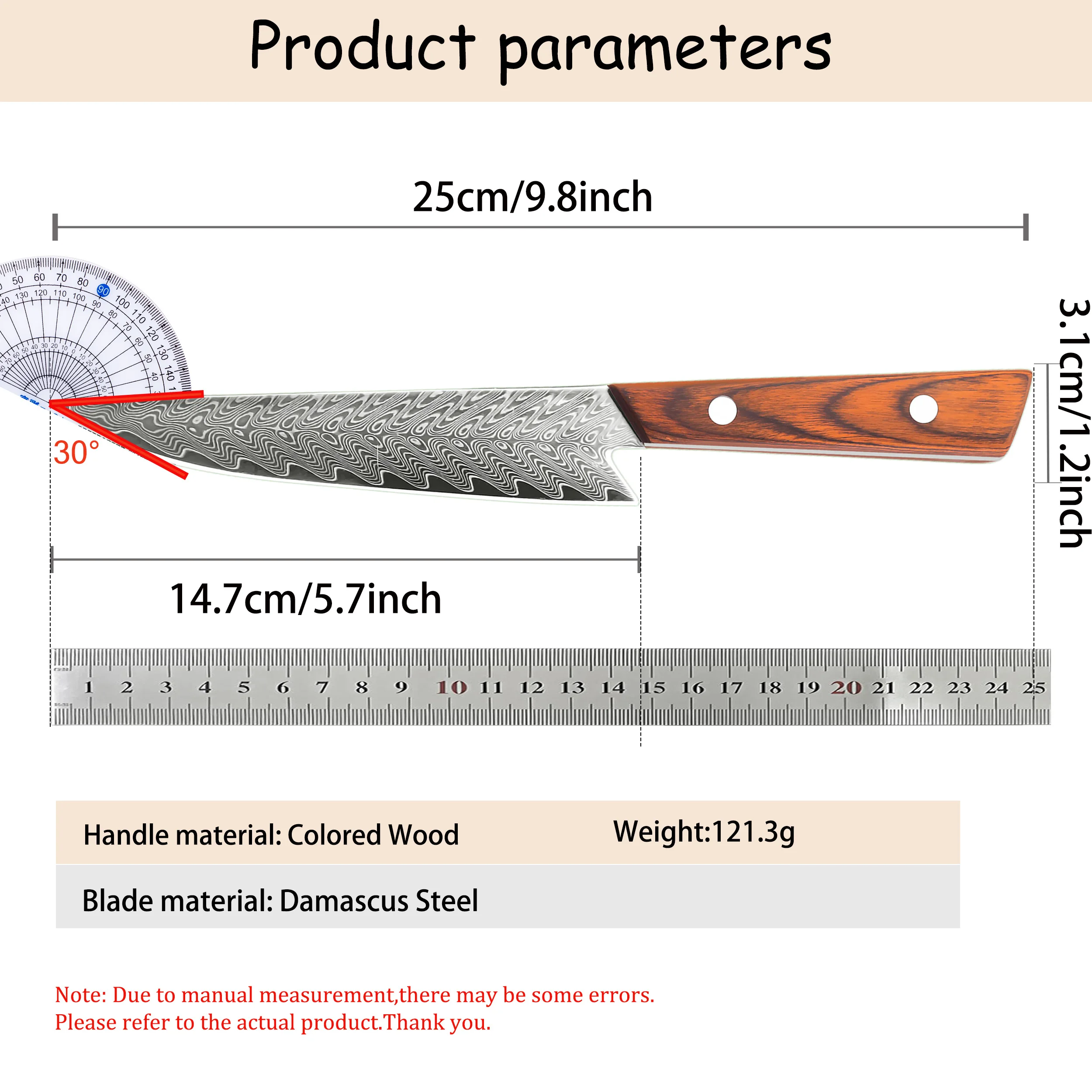 1PC,Meat Cutting Knife,67 Layer Damascus Kitchen Knife,Vegetable Kitchen Slicing Knife, Household Food Prep Chef Knife