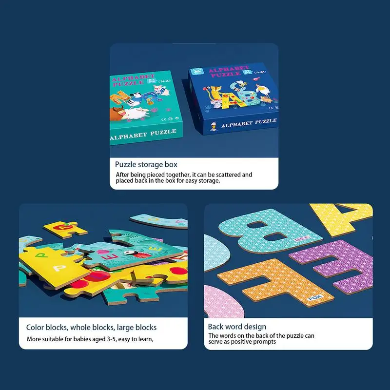 Kinder-Puzzles, Spielzeug, Kinder-Alphabet-Puzzles, Lernspielzeug, Cartoon-Erkennungsspiel, 3–6 Jahre, Vorschulkinder, Spaß für Jungen und Mädchen, Klassenzimmer