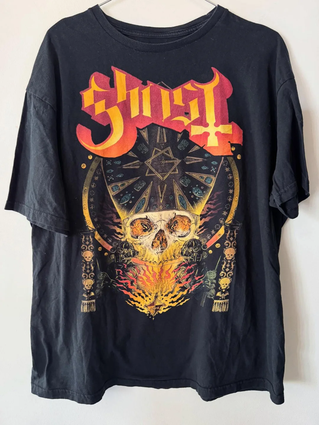 Ghost Band American Retro Heavy Metal Short Sleeve T-Shirt Oldschool High Street Cotton Breathable Printed round Neck Top