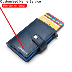 Customized Wallet 2024 Credit Card Holder Leather Blocking Rfid Wallet Men id bank card holder Anti thief Wallet Card Case Purse