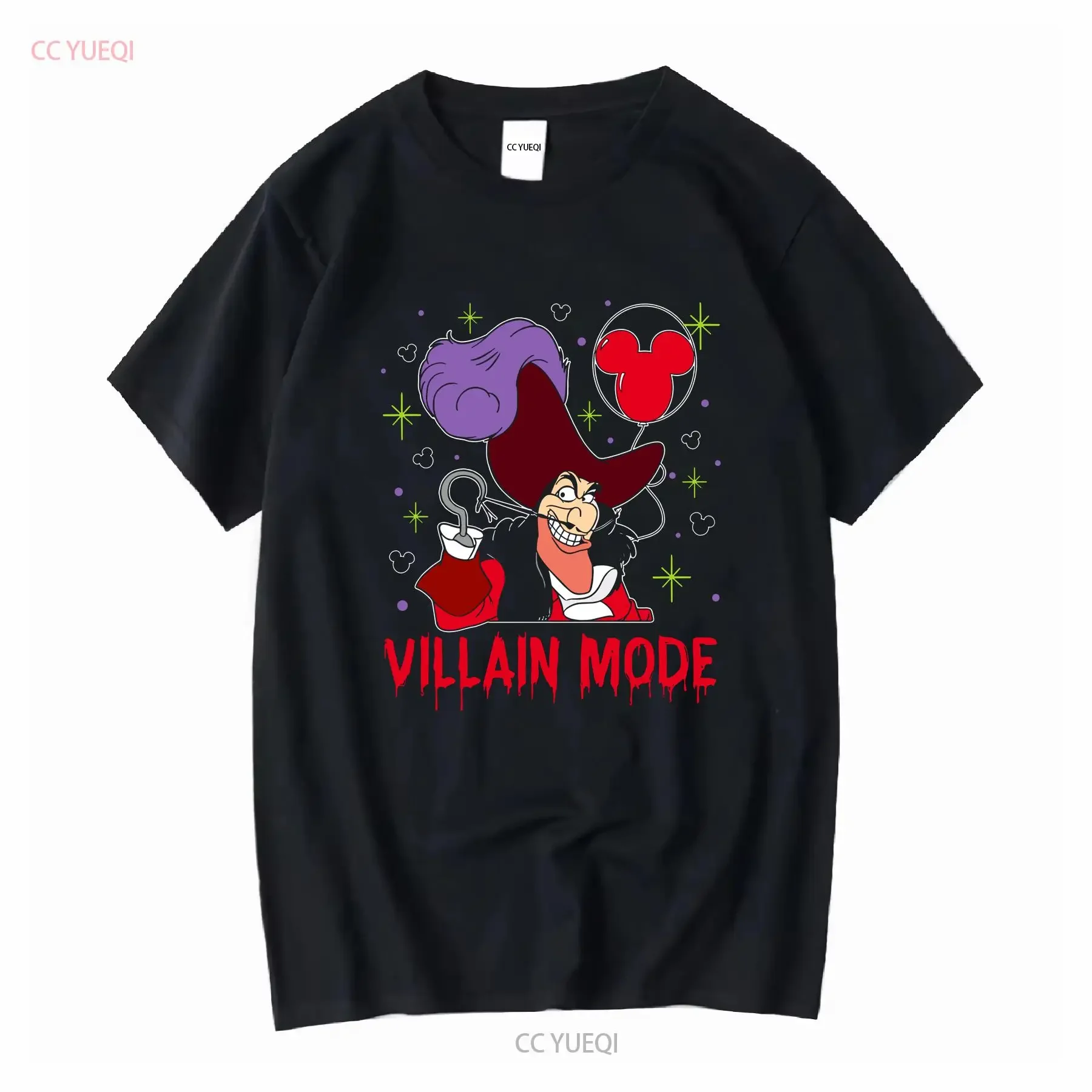 Villain Mode T Shirt with Captain Hook Matching Family Villains E0410 vintage Washed Casual fashion Comfortable Stylish
