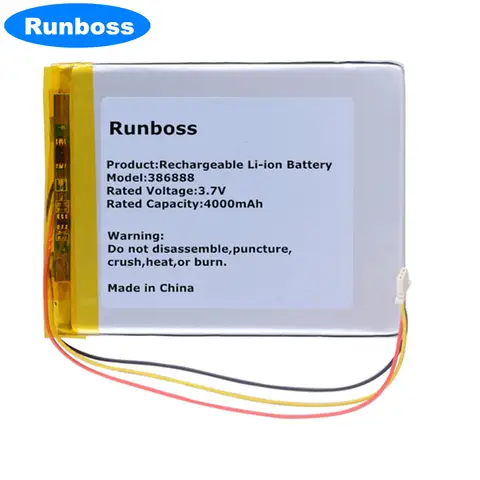 386888 406080 Onyx Book Ceasar 2 DARWIN 3/4/5/6 전자책 Vasco De Gama PH용 3.7V 4000mAh 3선 폴리머 배터리 386888 PL 306480 P