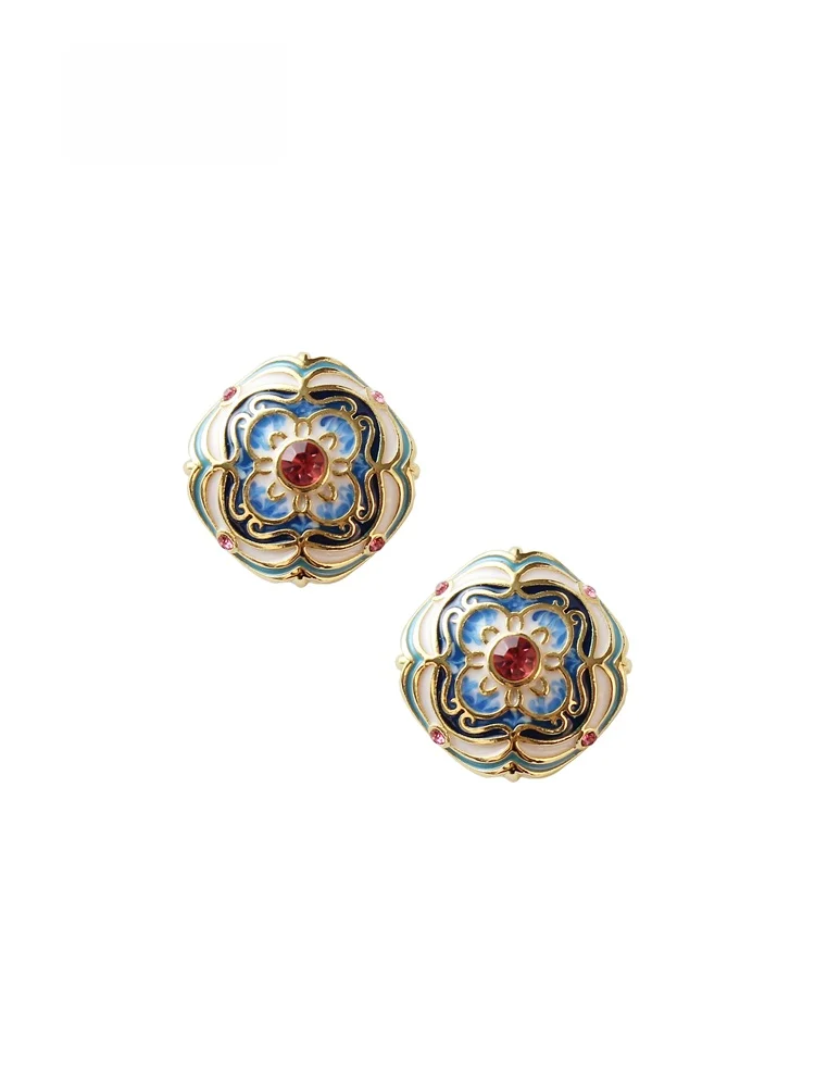 Sumni Shaomin 2026 Summer New Style Enamel Drip Flower Earrings Women's S925 Silver Needle Ear Jewelry Fashionable Accessories