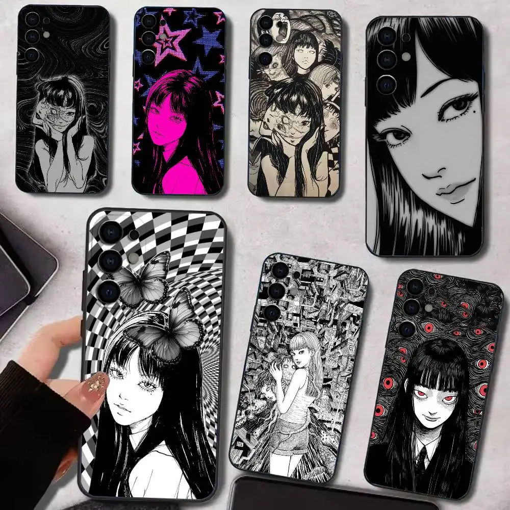 J-Junji I-Ito T-Tomie U-Uzumaki   Phone Case For Samsung S25,S24,S21,S22,S23,S30,Ultra,S20,Plus,Soft Silicone Black Cover
