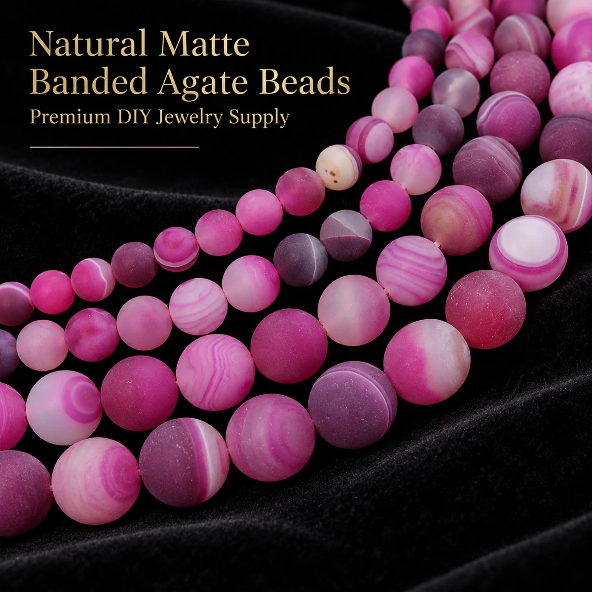 6-10mm 18pcs Stone Half Strand Satin Finish Rose Red Striped Agate Spacer Loose Beads For Jewelry Making DIY Bracelets Necklace