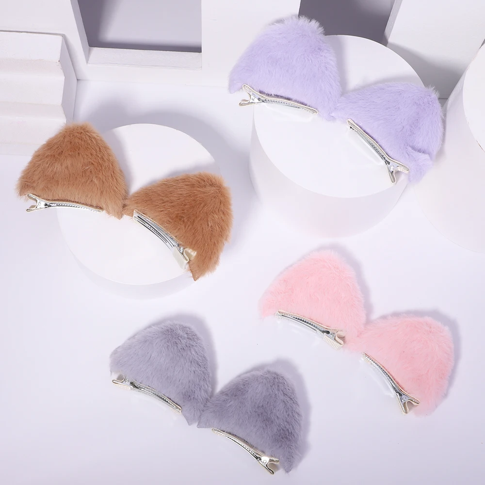 

1Pair New Girls Cute Soft Plush Cat Ears Hairpins Children Sweet Hair Decorate Selfie Props Hair Clips Fashion Hair Accessories