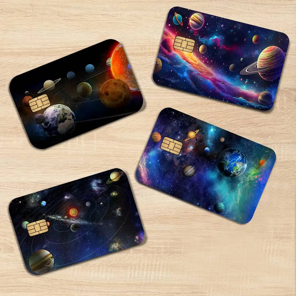Solar System Rug Planet Galaxy Design Luxury Laser Bank Card Stickers Shiny Reflective DIY Card Decoration