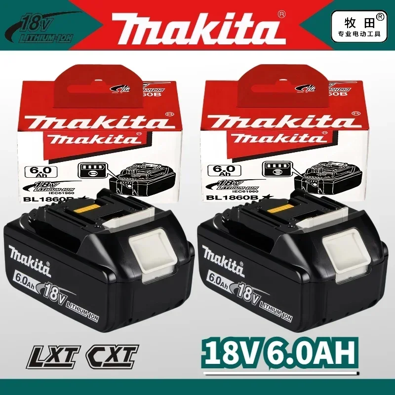 

100% Genuine 6.0Ah Makita 18V Battery, with LED Power display, BL1840b BL1860 BL1850B BL1830B BL1815 Replacement Lithium Battery