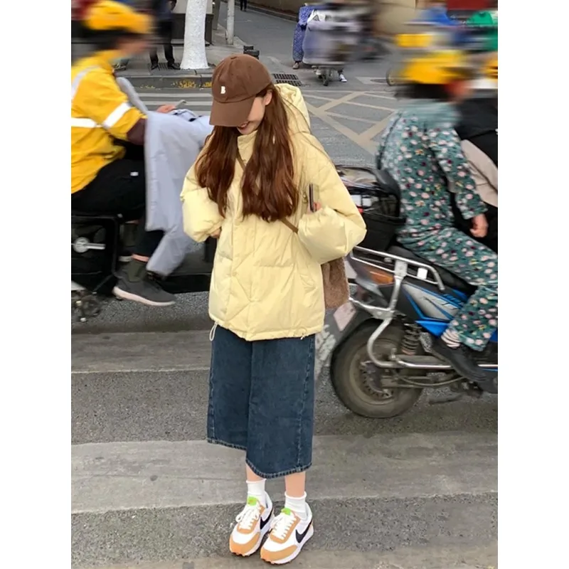 

2025 NEW Trendy Hooded Bread Coat down Cotton Jacket Youth Couple Style Candy Color Hooded Cotton Clothes