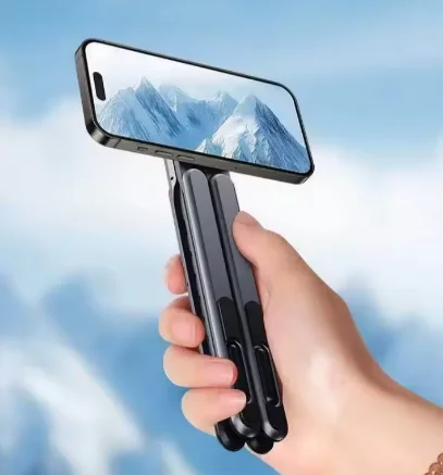3-in-1 Foldable Magnetic Tripod Stand, Portable Plastic Selfie Stick, Multi-function Desktop Phone Holder for Outdoor Shooting image 3