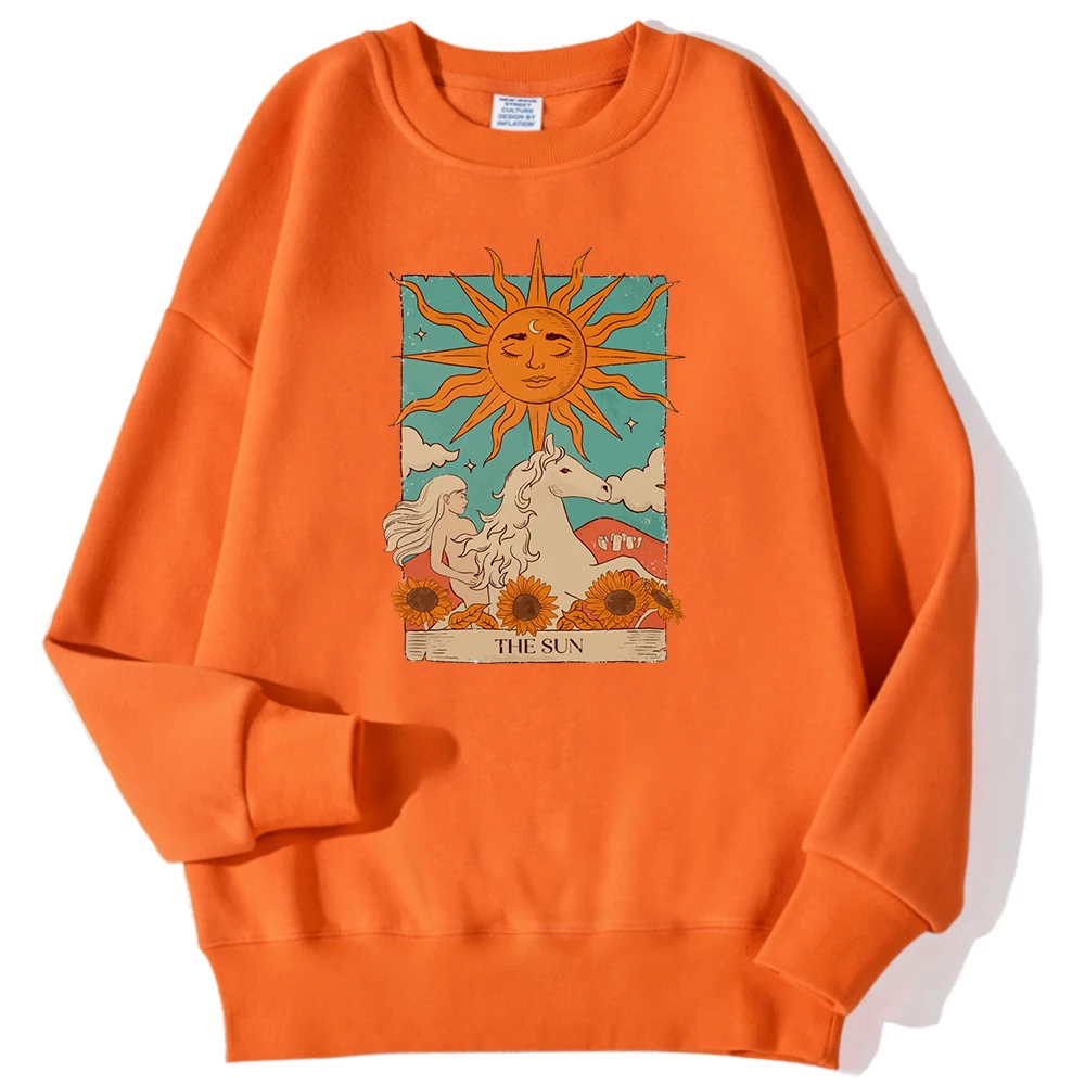 Tarot Card Art The Sun Print Man Sweatshirts Fashion Warm Comfortable Hoodie Loose Fleece Soft Pullover Autumn Casual Clothes