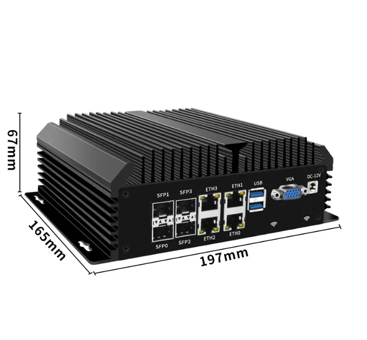 Topton Firewall senza ventola 4x10G SFP + 4xi226-V 2,5G LAN Intel Atom C3758 Server domestico a 8 core Router morbido Mini PC GPIO 6 * COM AES-NI