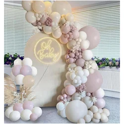 Fog Pink Sand White Boho Ballloons, 146pcs Blush Beige White Pink Balloons for Girl Women Baby Shower Bride Shower Party Decor