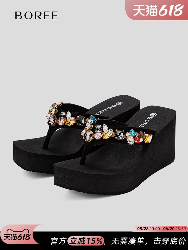 Womens Designer Sandals Women Sandals Fashionable Bow Decoration Cute New Pattern Flip Flop Wedge Summer Casual Sandals 8