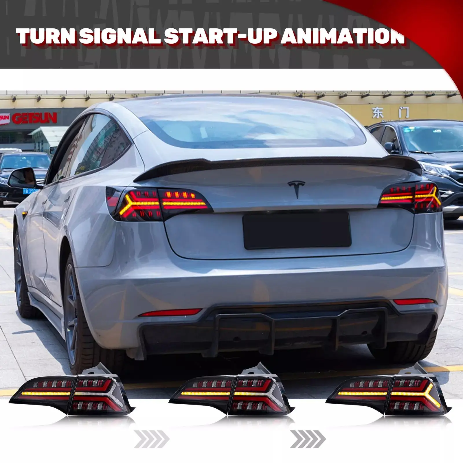 LED Tail Lights For Tesla Model 3 Model Y 2017 2018 2019 2020 2021 2022 With Start Up Animation Sequential Turn Signal Driver