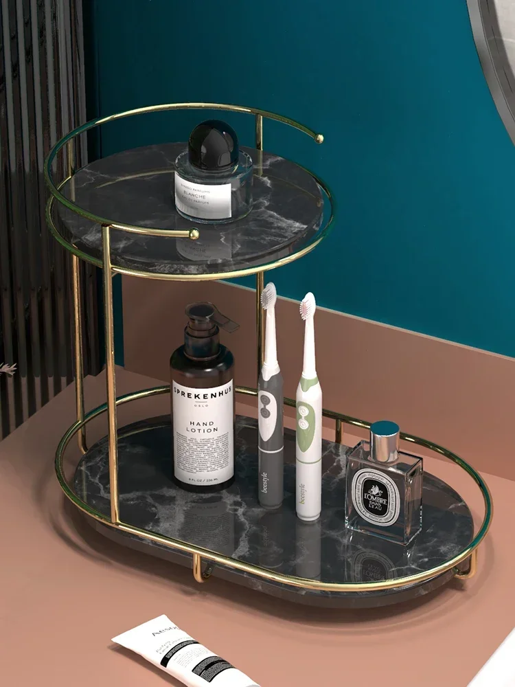 Bathroom Toiletries Storage Shelf - Ideal for Corner Use, Organizes Toothbrushes and Cosmetics