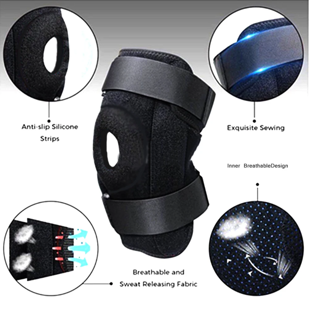 1Pcs Knee Brace Support - Relieves MCL,Meniscus Tear,Tendonitis Pain-Open Patella Stabilizers Non Slip Comfort-Adjustable Straps