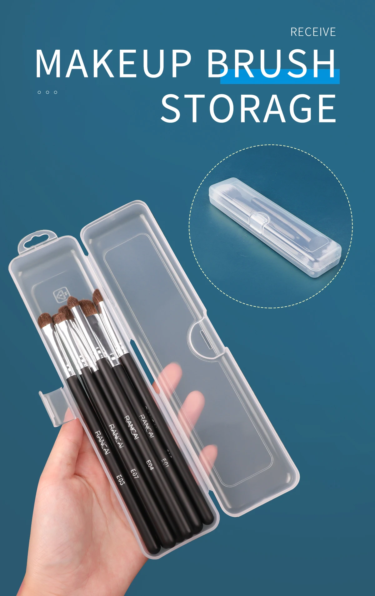 Tragbare Make-Up Pinsel Lagerung Box Augenbraue Bleistift Geschirr Stäbchen Transparent Mit Abdeckung Organizer Fall Schönheit Werkzeug – Detail 1