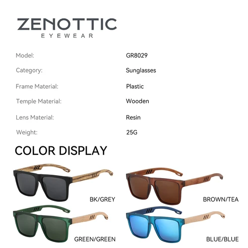 Imagen 2 del producto Gafas de sol ZENOTTIC de madera de nogal con lentes polarizadas oscuras para hombres y mujeres |   Protección contra rayos UVA/UVB