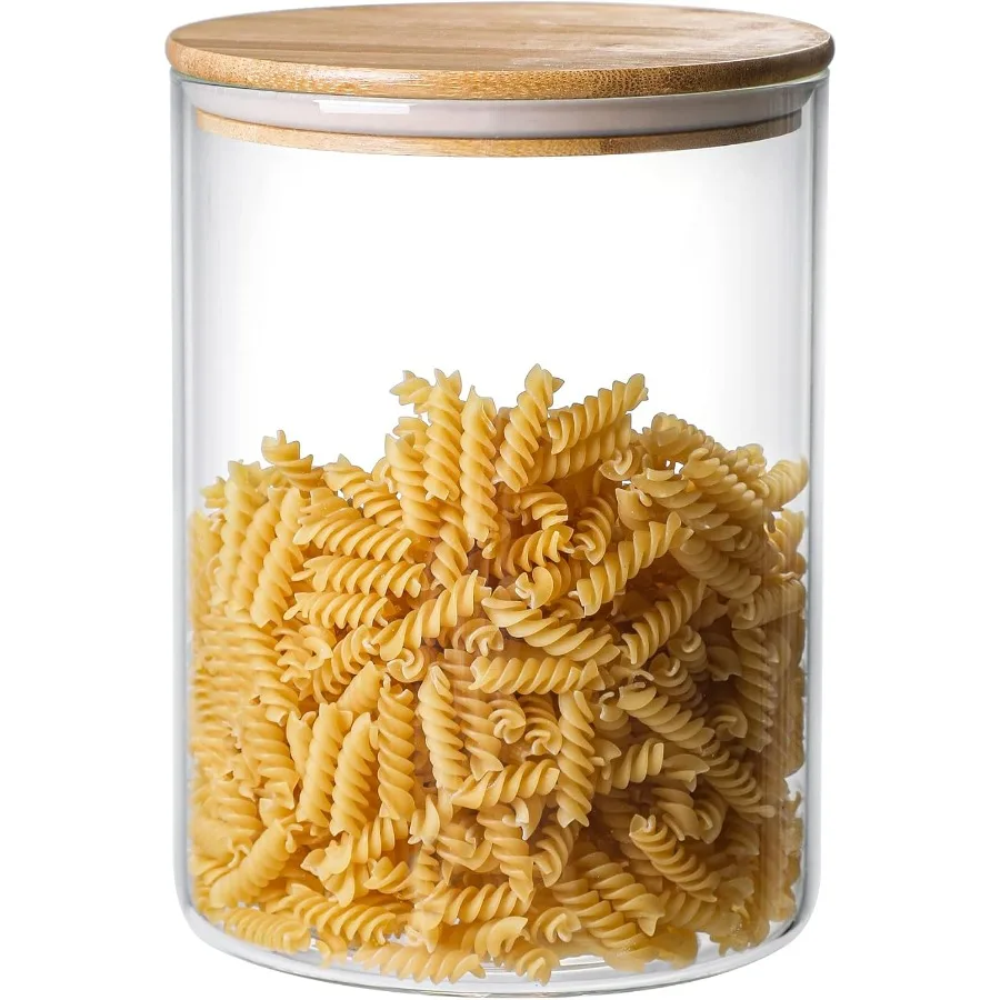 

3000 ML 100 FL OZ Clear Glass Storage Canister Holder with Airtight Bamboo Lid Extra Large Container Jar for Flour Sugar Coffee
