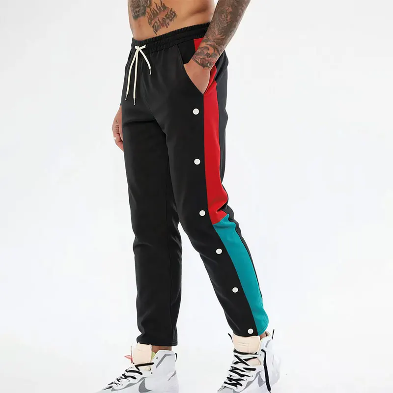

UETEEY Color Block Sweatpants Men Elastic Waist Straight Leg Trousers Spring Autumn Casual Joggers High Street Sports Pants Man