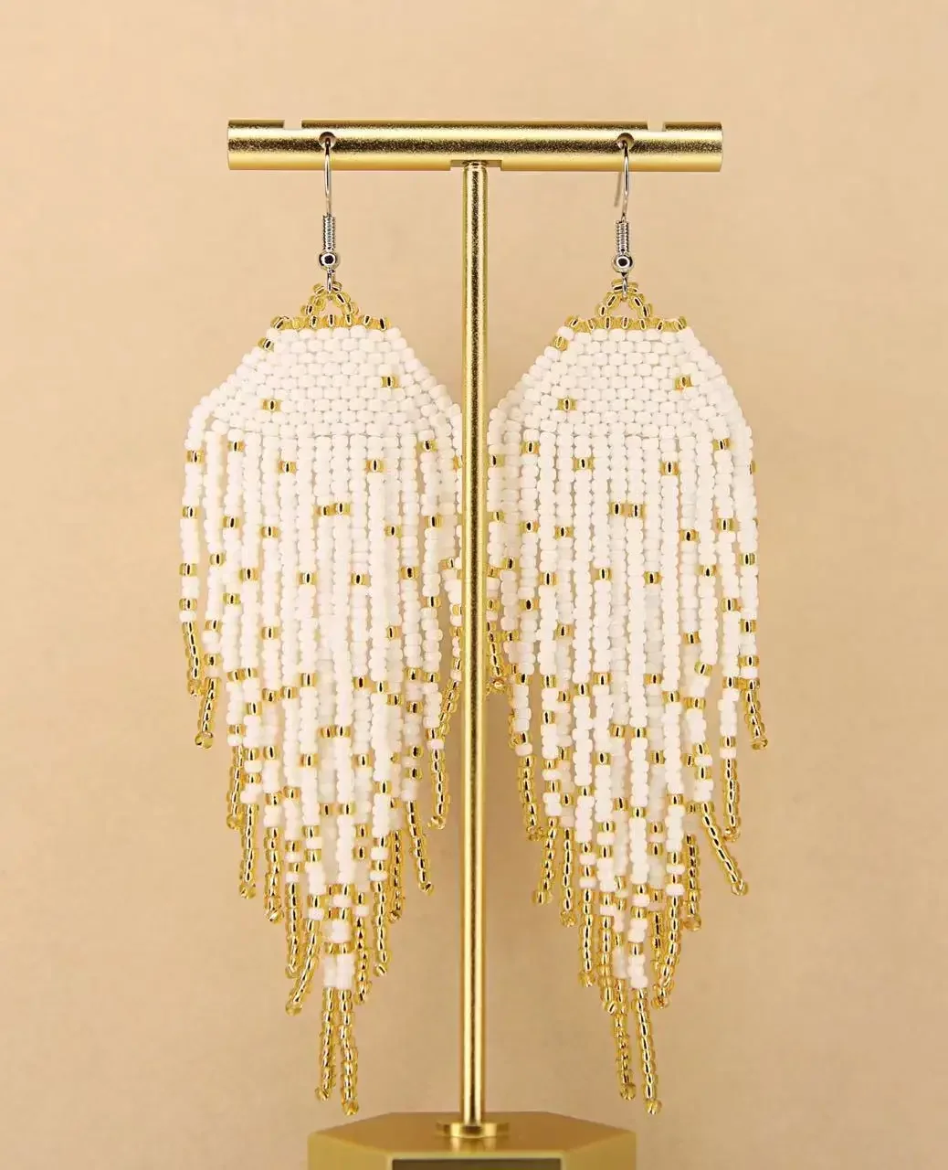 

Rice Bead Earrings Hand Knitting Fashion Beading Bohemia Geometry Ma'am Fringe Earrings for Women