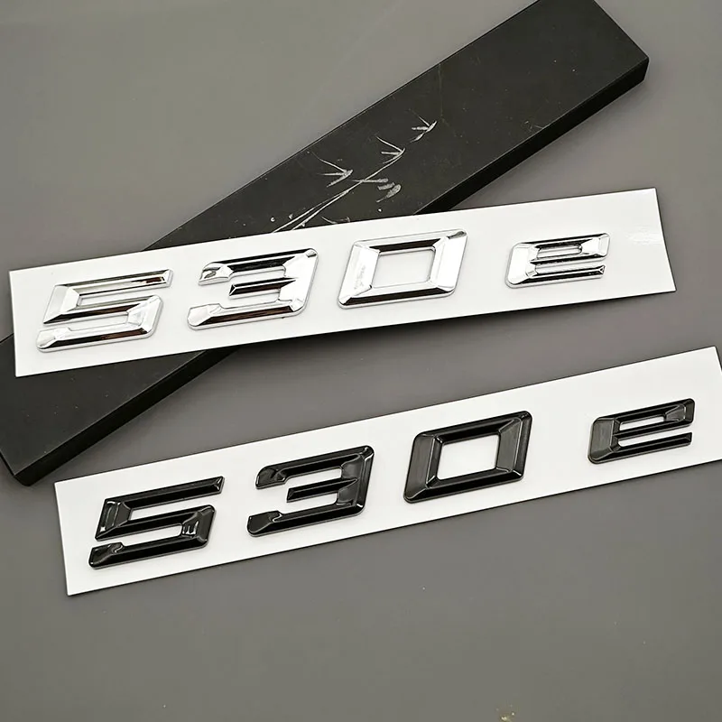 

3D ABS Chrome Black Car Letters Logo 530e Rear Trunk Badge Emblem Sticker For 530e G60 G61 G30 G31 Auto Tail Accessories