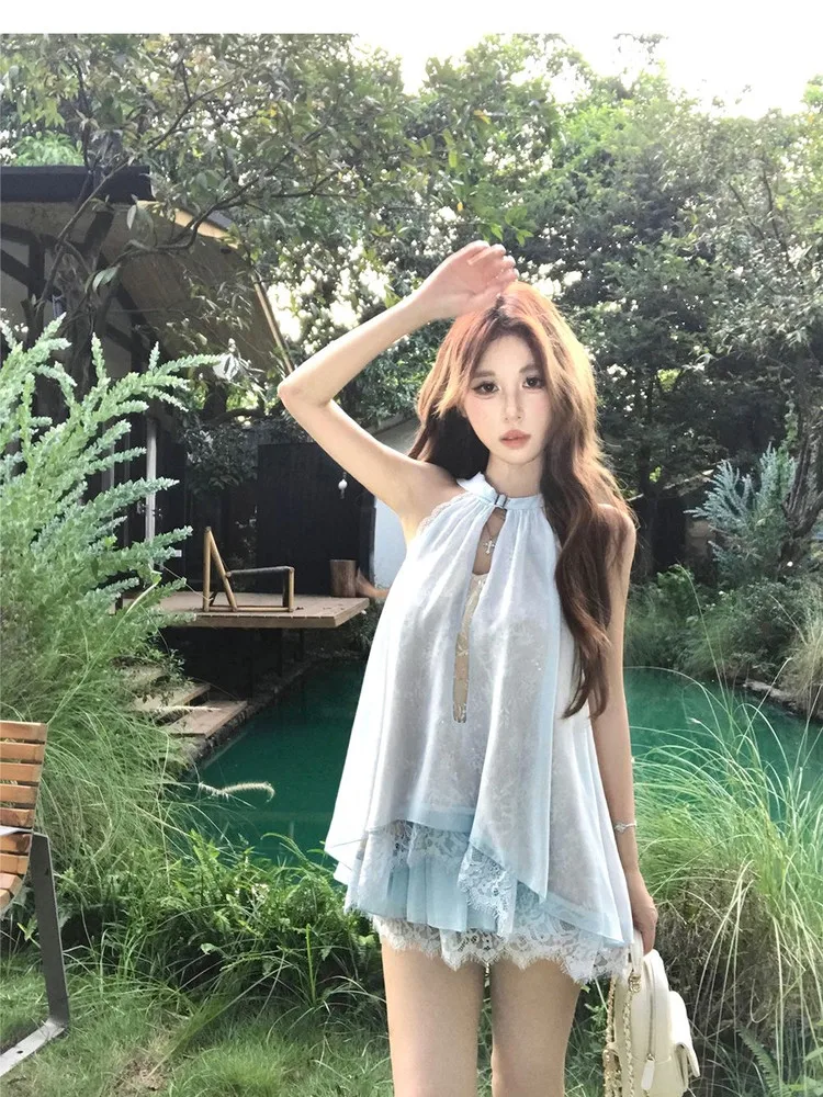 

Sexy Spicy Girl Pure Desire Casual High Waist ort Skirt Two-Piece Summer New Women's Faion Set Sweet And Spicy Mood