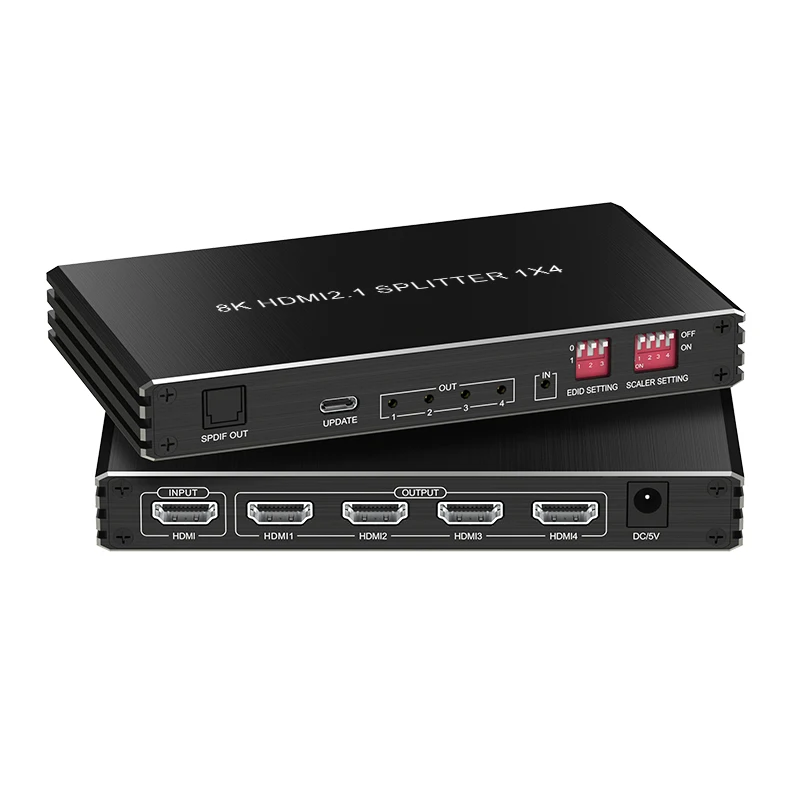 

8K@60Hz/4K@120Hz hdmi Splitter 1x4 VRR HDR Scaler Output SPDIF OUT 4 Port Splitter hdmi Audio Video 4 Way Splitters