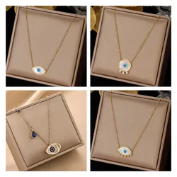 Fashion Evil Eye Pendants Necklaces for Women Goth Stainless Steel Choker Necklace Vintage Turkish Eye Neck Chains Jewelry 2022