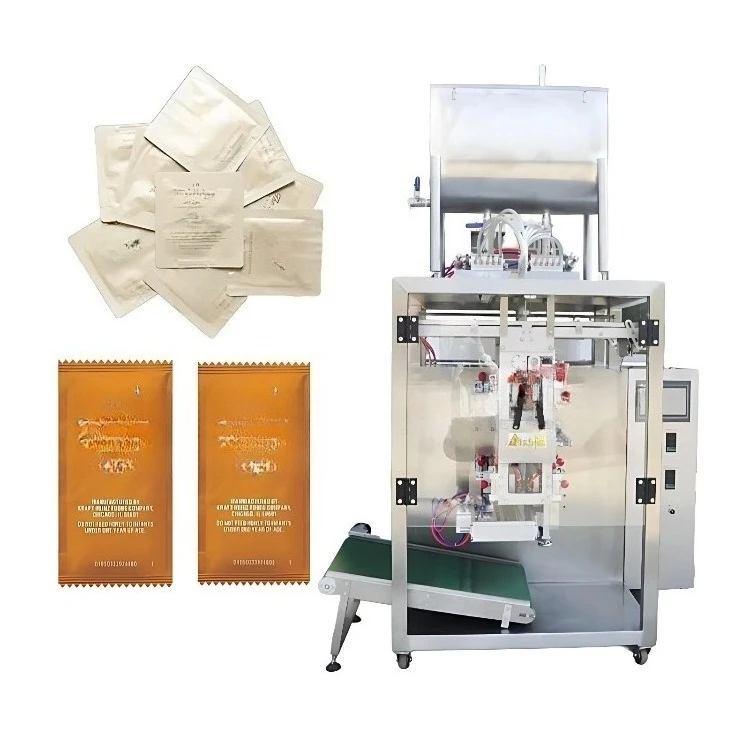 High-Speed SS304 10 Column 4 Side Seal Liquid Packing Machine for Ketchup Sauce Sachet Packaging