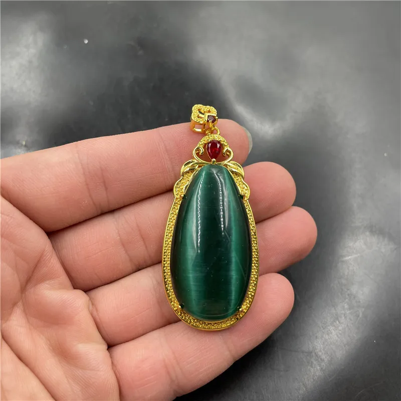 Electroplating Inlaid Lake Blue Opal Drop Pendant Long Pendant