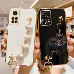 Note12 Love Heart Bracelet Luxury Plating Case On For Xiaomi Redmi Note 12 Pro Plus 12pro 5g Chain Silicone Cover Note12s 4g