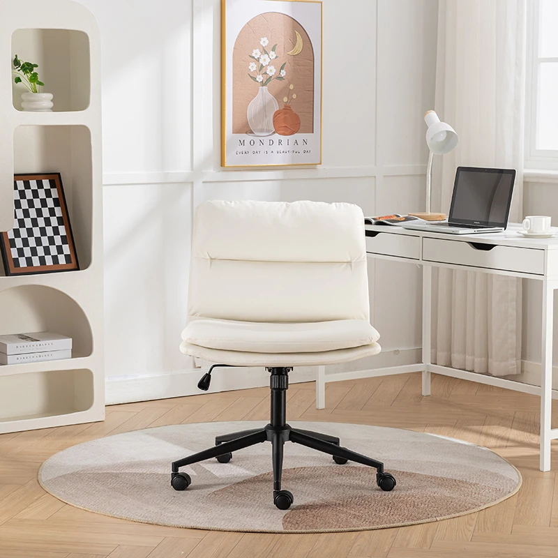 Bizerte Adjustable Swivel Criss-Cross Chair, Wide Seat/ Office Chair /Vanity Chair, White  On-Site