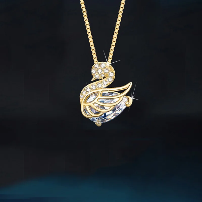 Fashion Rhinestone Swan Bird Pendant Necklace For Women Elegant Zircon Swan Choker Chain Office Party Jewelry Lady Friend Gifts image 5