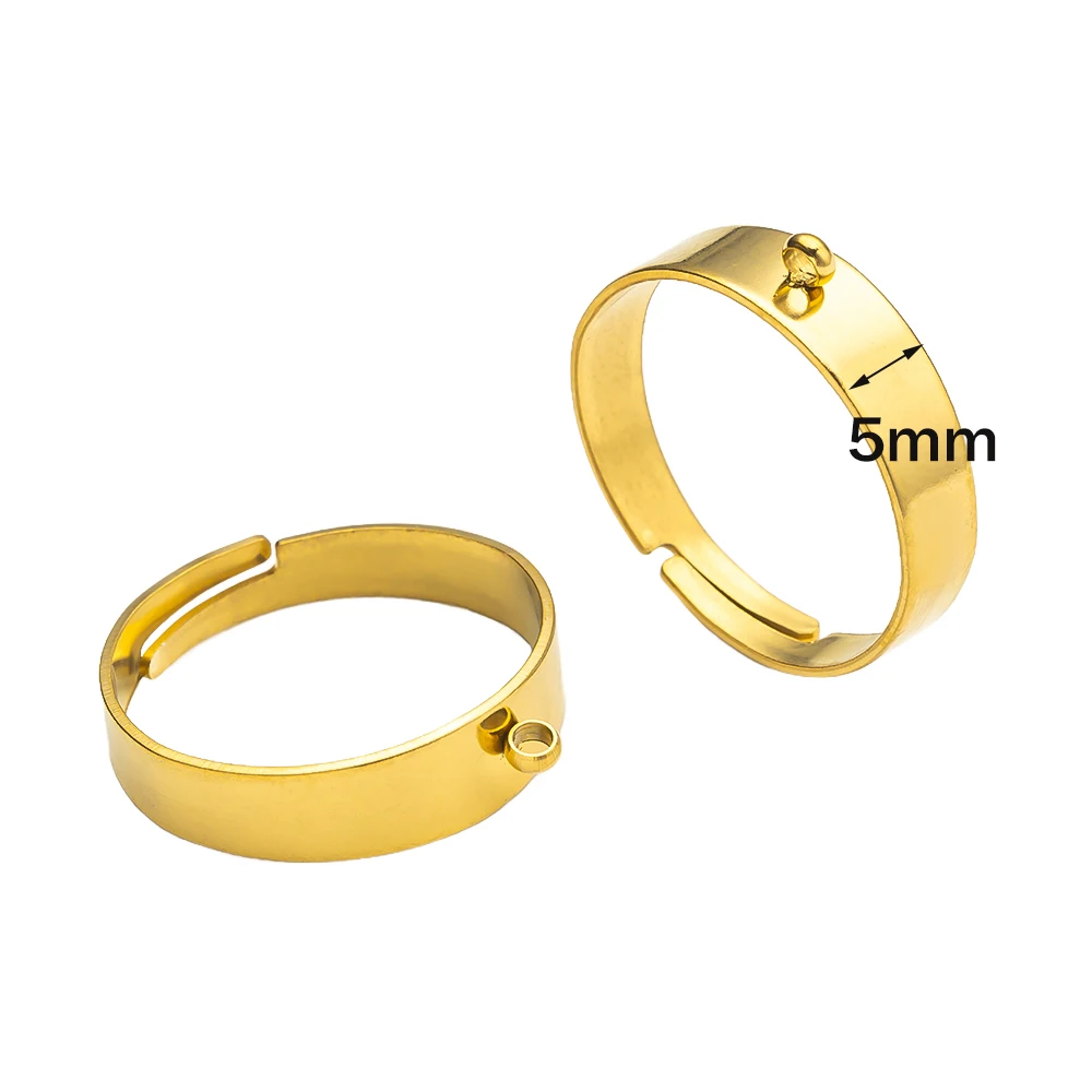 5Pcs Stainless Steel Chunky Wide Rings for DIY Jewelry Making