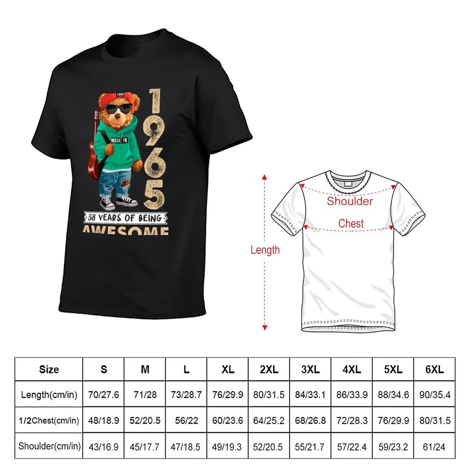 New Made in 1965 58 Years Of Being Awesome T-Shirt aesthetic clothes black t shirt oversized t shirts for men image 2