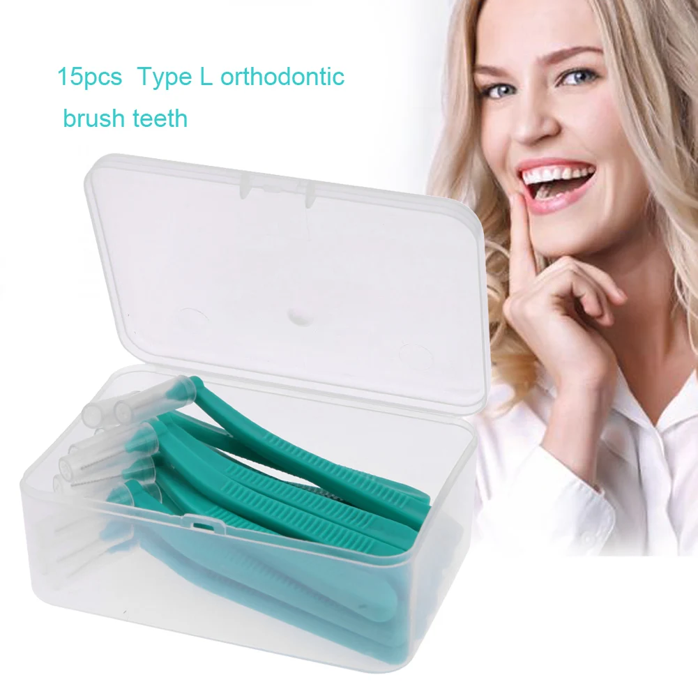 

Набор из 15 L-образных зубных нитей-флоссеров, межзубных щеток и ортодонтических межзубных щеток-зубных щеток