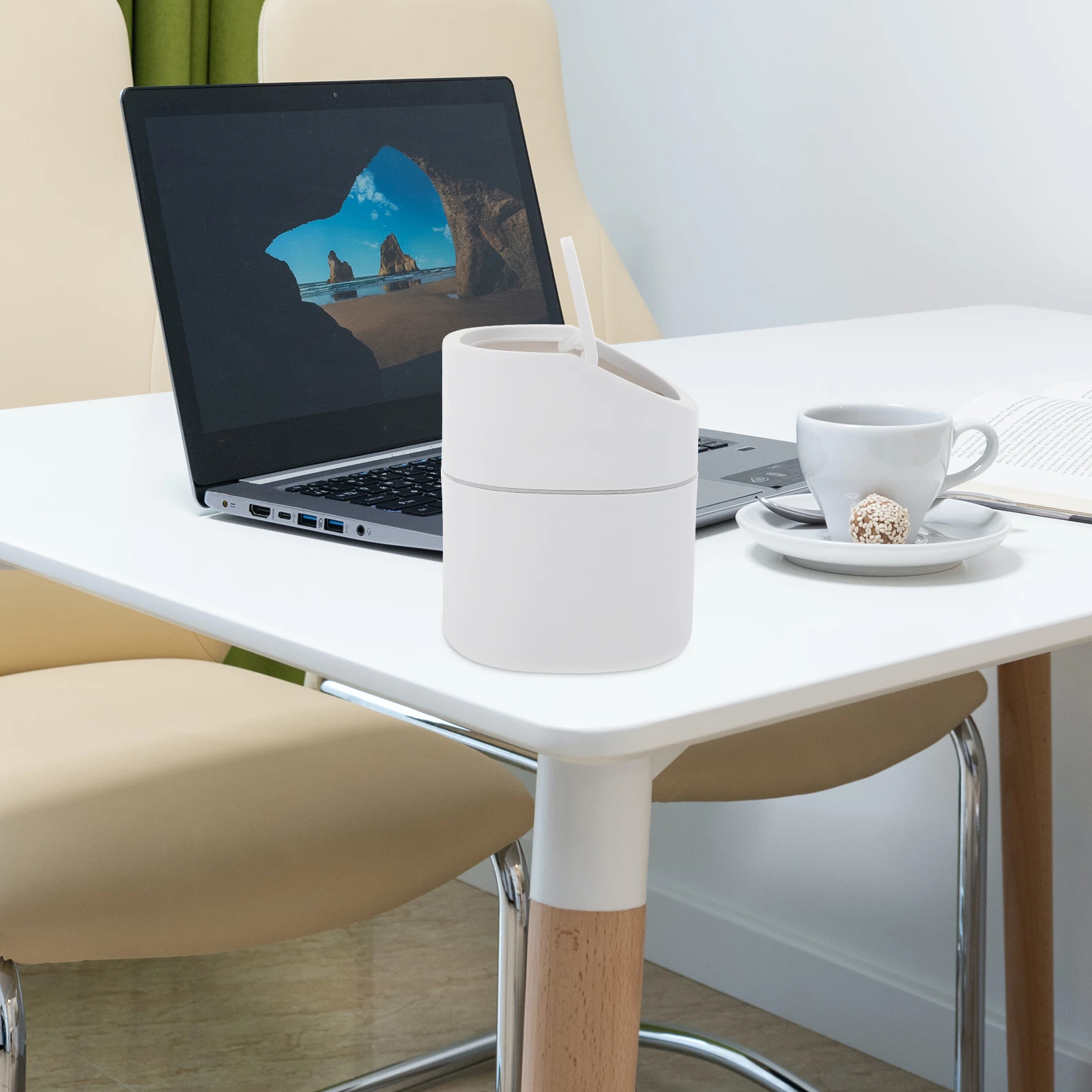 

1pc Desktop Trash Can With Lid Mini Garbage Bin Household Waste Container Compact Storage Organizer For Office Home Use