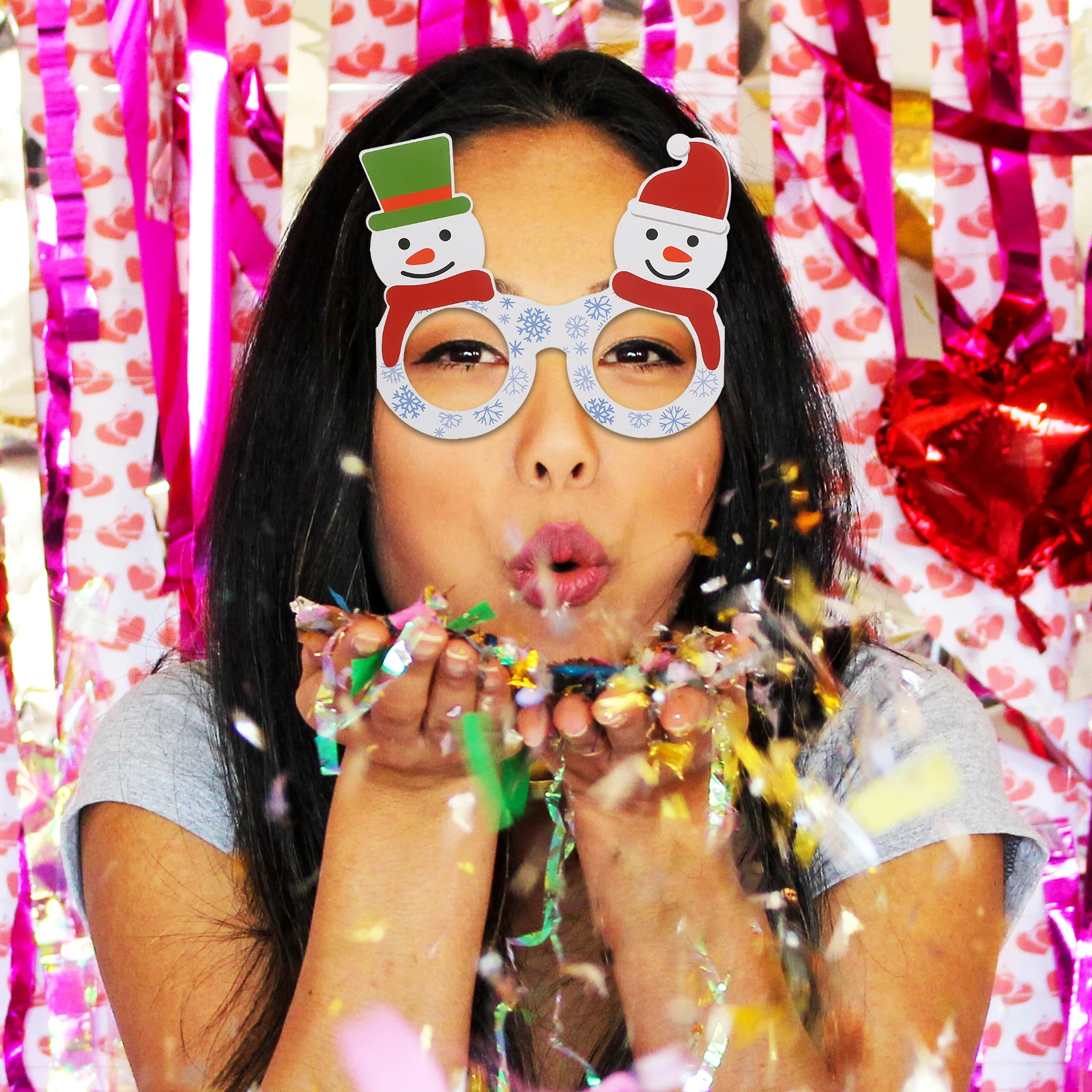

8pcs Paper Eyeglasses Christmas Party Supplies Creative Props Frames Kids Holiday Decor Festive Photo Accessories