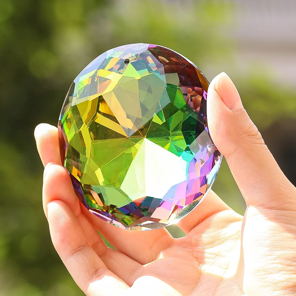 E2 60mm Mandala Hanging Crystal Suncatcher Prisms Brilliant Sunflower Glass Faceted Rainbow Maker Chandelier Home Garden Decor view 5