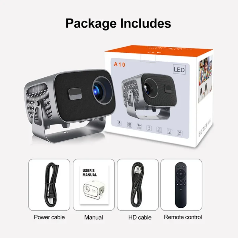 A10 projector home high definition 4K family party Android 13 portable projector small mini