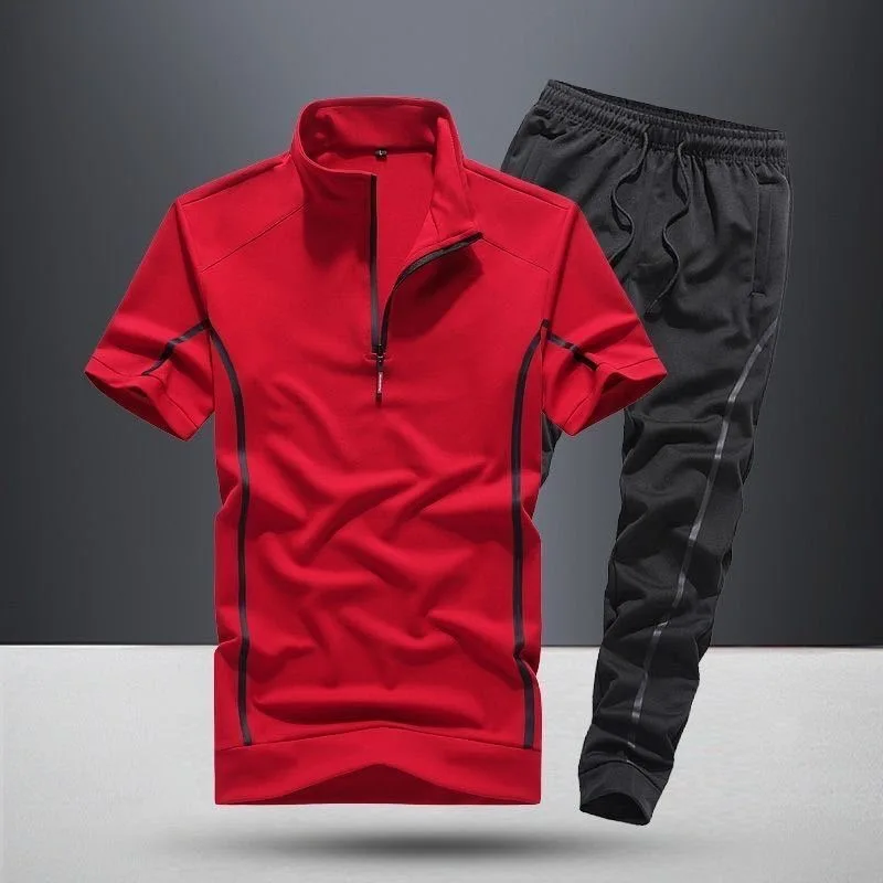 2024 Summer Sports Breathable Plus Size Short Sleeve T-shirt Set Men\'s Casual Relaxed Comfortable High Quality Two-Piece Set