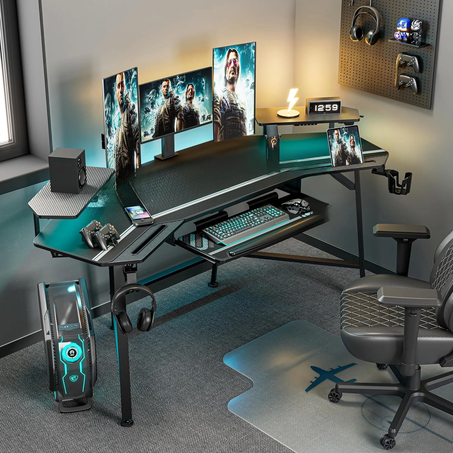 Gaming Desk with Led Lights, 72