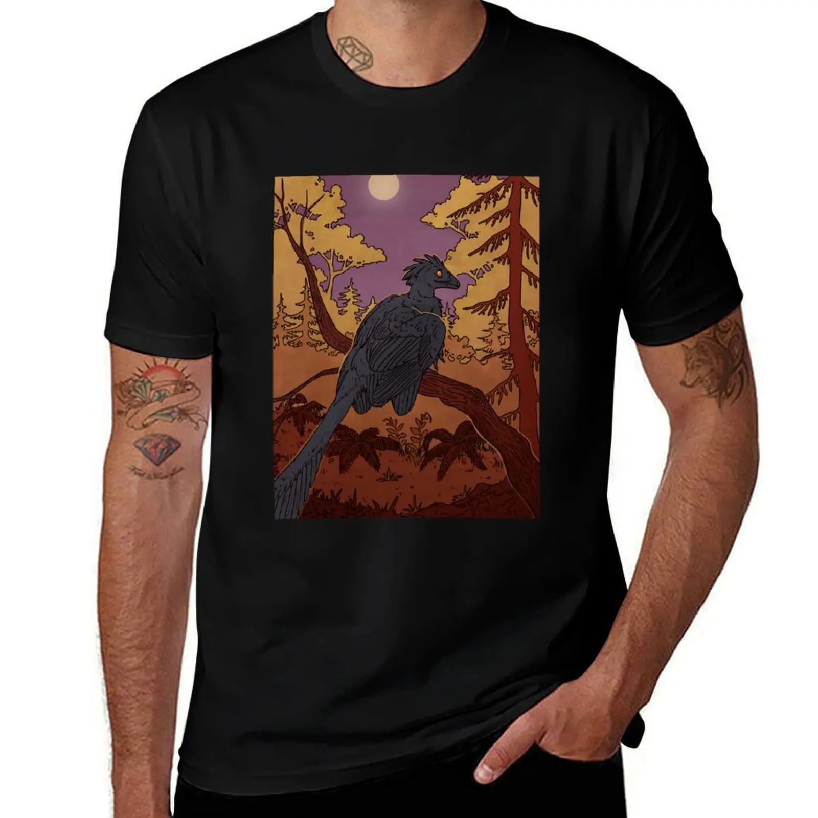 

Fall Microraptor T-Shirt anime Short sleeve tee blanks mens graphic t-shirts